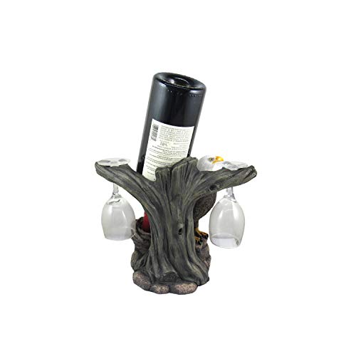 DWK "Liberation & Libations Bald Eagle Wine Bottle Holder with Wine Glasses (3 Piece Set) | Kitchen Accessories and Wine Bar Decor | Tabletop Win