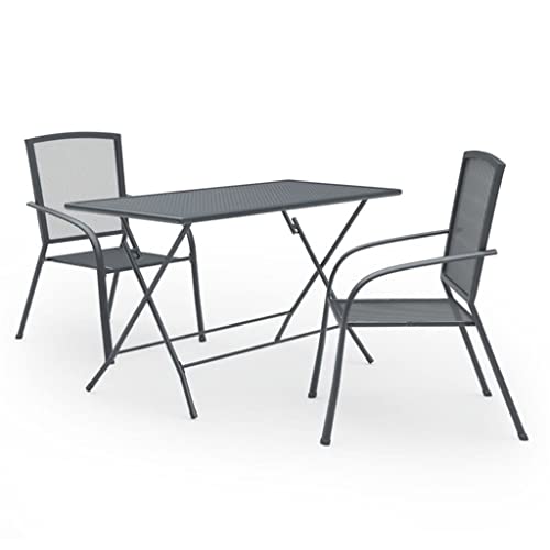 DLOETT 3pcs/5pcs/7pcs Garden Dining Set Steel Anthracite Outdoor Furniture Set Deaks and Chairs (Color : 7pcs, Size : Talla �nica)