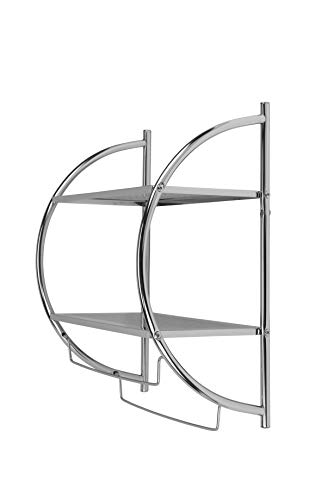 Croydex QM262041 Chrome Plated Mild Steel Wall Mounted Curved Shelving Unit and Towel Rack , 25.5 x 45 x 54.3 cm