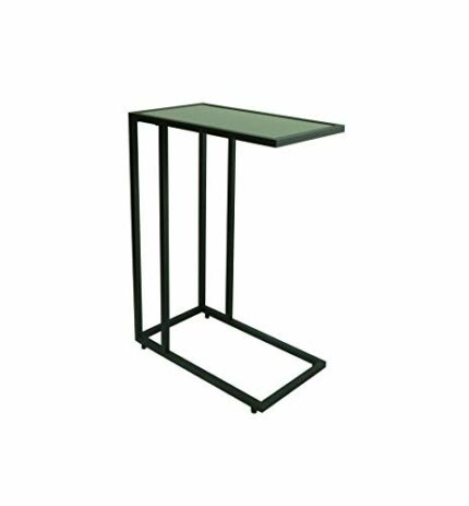 ASPECT Bellini Glass Top Sofa Side End Laptop Table Black, 46x26x64.5(H) cm