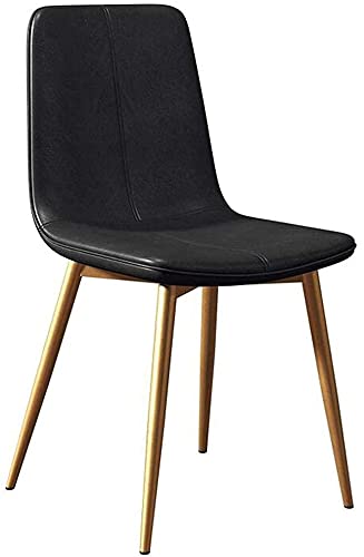 Kitchen Dining Chairs Metal Legs Backrest Chairs PU Cushion Reception Chair Leisure Coffee Chair (Color : Yellow, Size : Black legs)