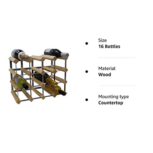 DS Wineware 16 Bottle 4X3 Traditional Wine Rack - Fully Assembled - FSC Certified Natural Pine