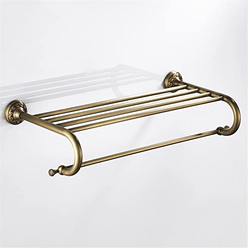 HIGOH Towel Racks, Bathroom Towel Rack Wall Mounted Towel Holder,Bathroom Copper Towel Rack,European Retro Antique Bathroom Towel Bars,Double She