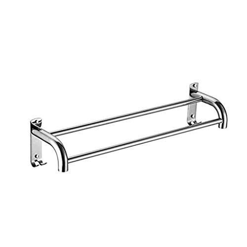 N/A Double Towel Bar Stainless Steel Bathroom Kitchen Towel Holder Dual Towel Rod Rustproof Wall Mount Towel rack