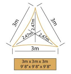 Kookaburra Waterproof Garden Sun Shade Sail Canopy in Black 98% UV Block (3m Triangle)