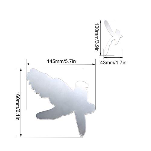 LERANXIN Acrylic Mirror, 10 Pcs Mirror Sticker, Silver Bird Mirrored Wall Art of Different Shapes, Acrylic Wall Mirror, Suitable for Bathroom, Co