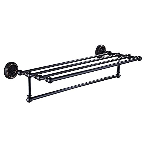 HIGOH Towel Racks, Bathroom Towel Rack Wall Mounted Towel Holder,Style Bathroom Brass New Bronze Bath Towel Rack, Towel Bar Wall Mount Shelf