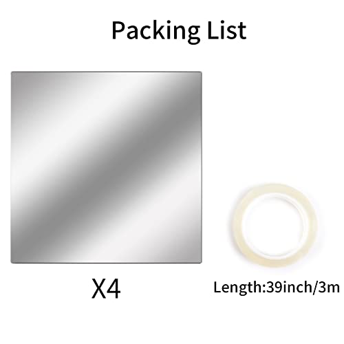 Fowecelt Acrylic Mirror Tiles Stick - 4pcs Mirror Full Length for Walls, Stick on Mirrors for Wardrobe Doors, Self Adhesive Mirror for Home Gym,