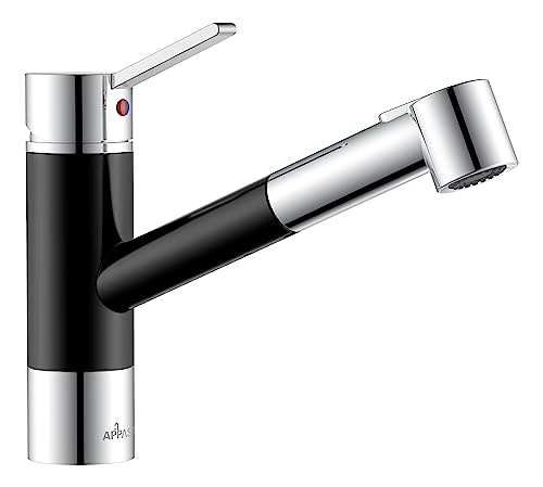 Kitchen Tap Black, APPASO Kitchen Taps with Pull Out Spray 360° Swivel, Kitchen Sink Taps with 2 Spray Modes, Single Lever Kitchen Mixer Taps Sta