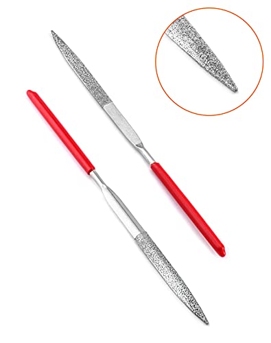 QWORK® Needle File Set, 3x140mm Mini Modelling Files Diamond Files for Metal Plastic Glass Wood Jewelry Rough Carving, 10Pcs