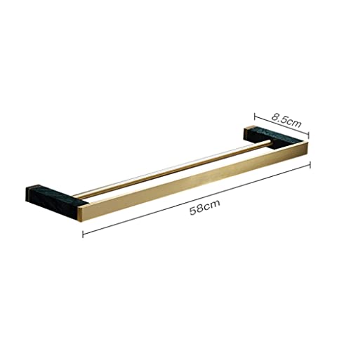 HIGOH Towel Racks, Towel Rail for Bathroom,Light Brass Brushed Towel Bar,Bathroom Hand Towel Holder,Double-Bar Nordic Bathroom Marble