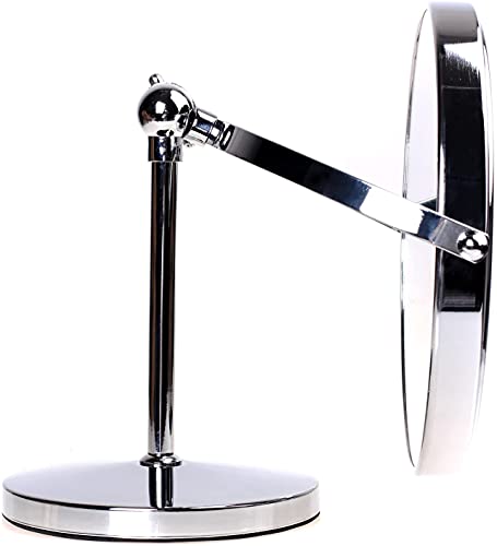HIMRY Pedestal Mirror Height Adjustable, 8 Inch 7x Magnification Cosmetic Mirror, Two-Sided Swivel Mirror Chrome finish, Standing Shaving Mirror
