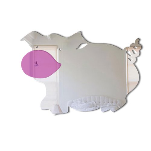 Mungai Mirrors 15cm Pig Acrylic Mirror, Silver, 27