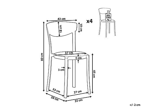 Modern Set of 4 Garden Dining Chairs Lightweight Plastic Light Grey Resistant Vieste