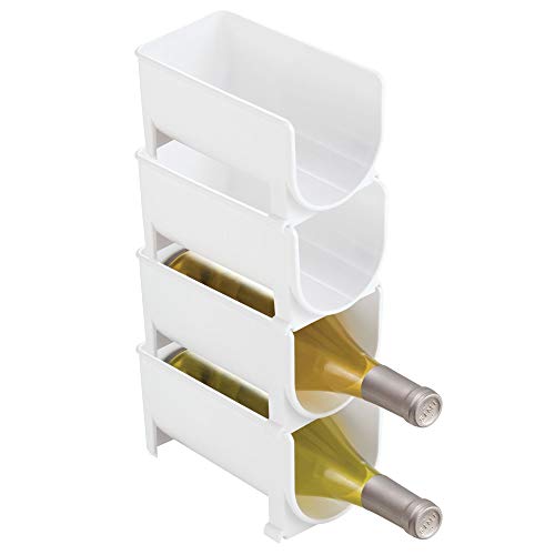 mDesign Vertical Stacking Wine Rack - Crystal Clear Bottle Rack - Horizontal Wine Holder Extends Wine and Cork Life - 4 Stackable Wine Racks x 1