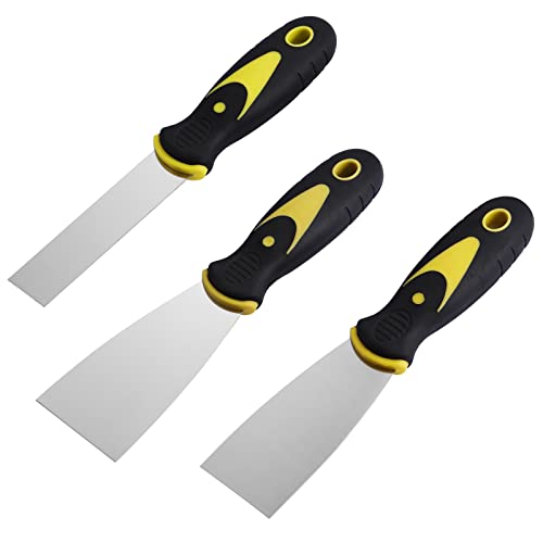 kuou 3 Pcs Wallpaper Scraper, Stainless Steel Paint Scraper Tool Plaster Scraper Set Wall Filler Tool Putty Scraper Set for Wall Decoration-1/1.5