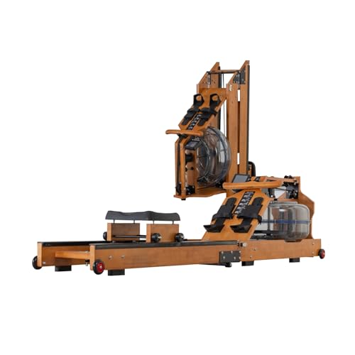 Water Rowing Machine For Home Use Foldable Rower Machine With LCD Monitor, Tablet Holder Cardio Equipment 330lbs Weight Capacity (Color : Walnut)