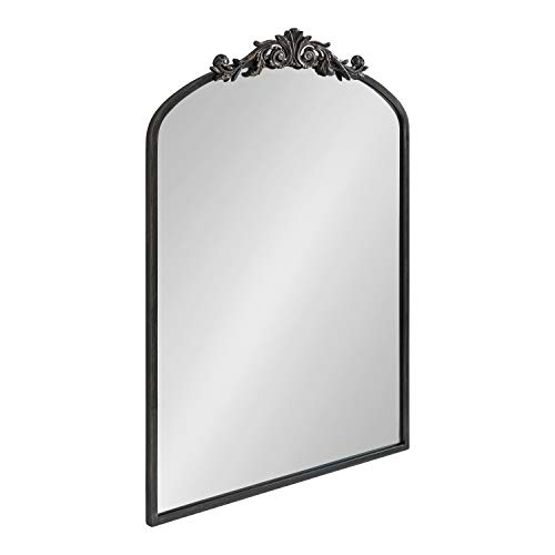 Kate and Laurel Arendahl Traditional Arch Mirror, 24 x 36, Antique Black, Baroque Inspired Wall Decor