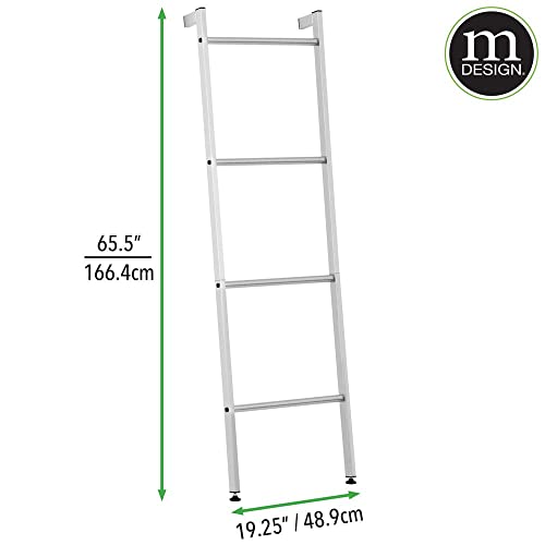 mDesign Metal Wall-Leaning Towel Ladder for Bathroom - 4-Level Decorative Ladder Rack and Towel Holder - Rustic Bath Towel Storage Stand for Mode