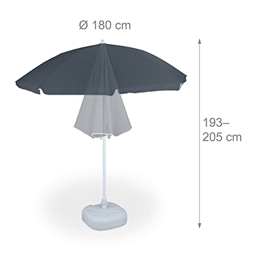 Relaxdays Sun 180 cm, 8 Polyester Ribs, Tilt Function, Garden Umbrella