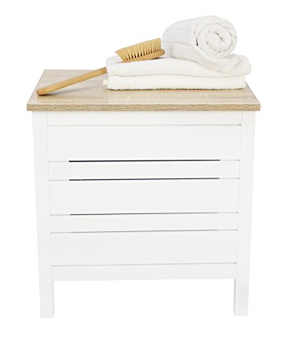 House & Homestyle Hertford Laundry Bin, Washing Basket with Hinged Lid, Home Cabinet Box Storage Solution, Declutter Your Bathroom or Bedroom - W