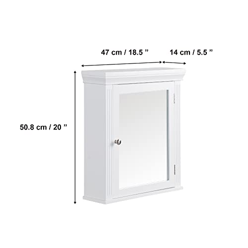 Teamson Home Bathroom Stratford Wooden Mirrored Medicine Cabinet White 6544