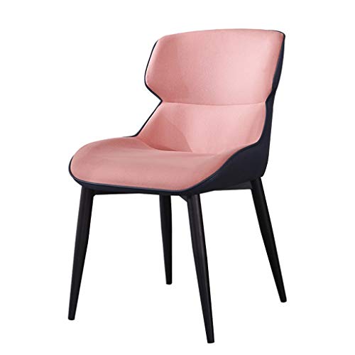 Modern Kitchen Dining Room Chairs Front Cloth Back Leather Dining Chair With Black Metal Legs Backrest Chair Kitchen Living Room Lounge Counter C