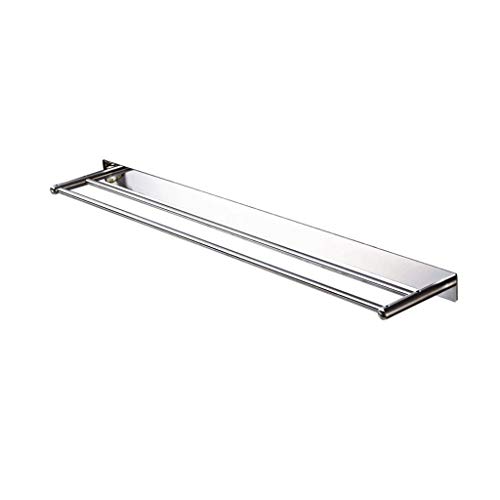 N/A Towel Rack - Stainless Steel Towel Bar, Double Towel Rack, Bathroom Towel Storage Rack Without Punching, Size 40x4.5x3 Cm