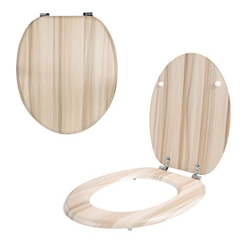 Anika 92499 Marble Effect Toilet Seat Anti Bacterial Coating Chrome Hinges, 43cm x 37.5cm