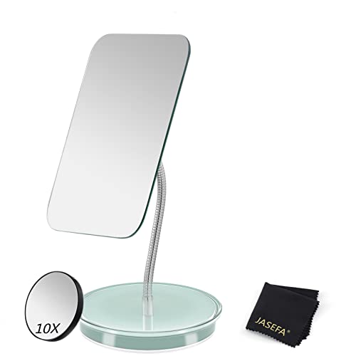 Jasefa Desk Makeup Mirror with Detachable 10x Magnification,360° Rotation Flexible Gooseneck Mirror with Stand,Tabletop Cosmetic Mirror,Good for