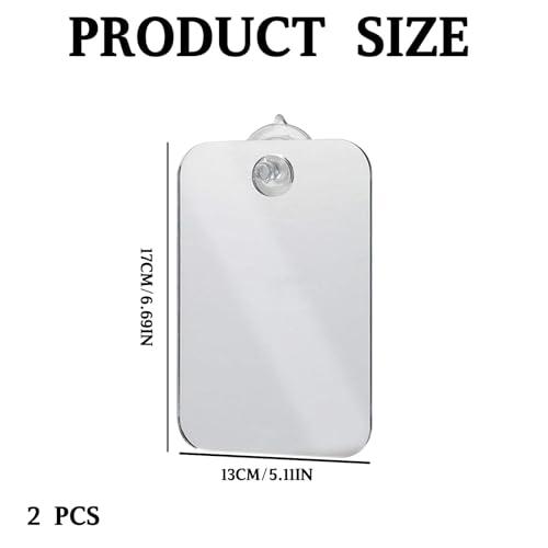 Luqune 2Pcs Fogless Shower Mirror for Men, Free Shaving Mirrors Shatterproof Portable Wall Hanging Shower Mirror for Shaving and Makeup Applicati
