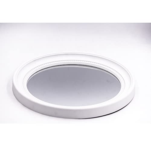 OIGUMR 15.4 x 13.8 inch Bathroom Mirror Wall Mirror Mirror Wall Decor Oval Mirror White