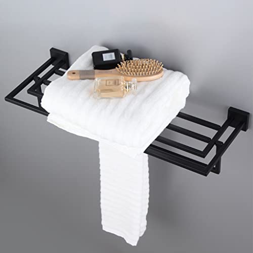 HIGOH Towel Racks,Bathroom Towel Rack Wall Mounted Towel Holder,Matte Double Bath Towel Rack,Stainless Steel Bathroom,Folding Towel Holder,Simple