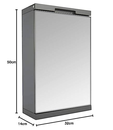 House & Homestyle Mirror Cabinet, H 50cm x W 32cm x D 14cm, Gray