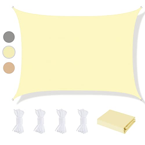 Awroutdoor 3 * 4m Sun Shade Sail, Rectangle Sun Sail Anti-UV Wear-resistance & Waterproof, Sunshades Covers in Outdoor Garden Backyard with Rope