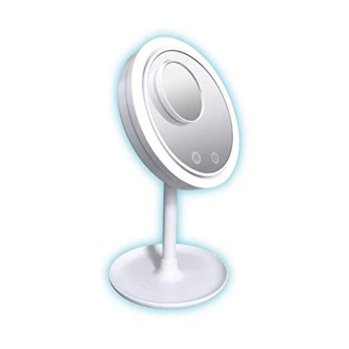 LIUZH 7.9 Inch Makeup with LED Lights and Fan Head Adjustable Cosmetic Vanity 5X Magnifying