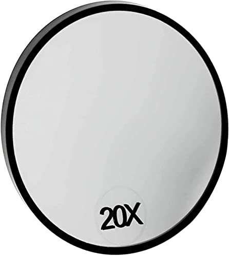 JAMTECH 20X Magnifying Mirror - Light Weight Mirror with Two Suction Cups - Portable & Durable Tool - Long Lasting & Travel Friendly
