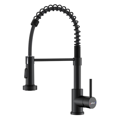 Kitchen Tap Black, APPASO Kitchen Taps with Pull Out Spray 360° Swivel, Kitchen Sink Taps with 2 Spray Modes, Single Lever Kitchen Mixer Taps Sta