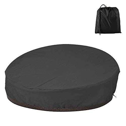 Garden Table Cover Round Patio Daybed Cover Waterproof Oxford Fabric Garden Furniture Cover Outdoor Daybed Sofa Protective Cover 228x83cm (210D)
