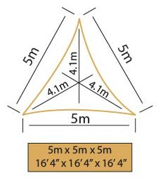 Kookaburra 5m Triangle Water Resistant Garden Patio Sun Shade Sail Canopy 96.5% UV Block with Free Rope (Ivory)