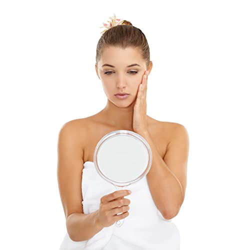 Hand Mirror Double Sided Mirror 1X/3X Magnifying Vanity Mirror Round Shape Handheld with Handle for Women Daily Makeup Portable