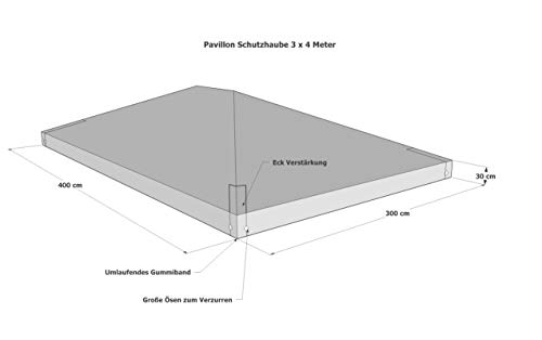 GRASEKAMP Qualität seit 1972 Protective Cover for Gazebo Tarpaulin Rain Cover 3 x 4 m