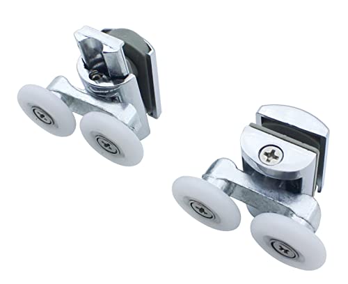 KEABATH 4pcs Shower door rollers shower glass door roller, shower twin wheels runner pulleys, solid zinc alloy 23mm diameter wheels for Shower en