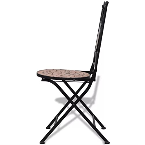 TJLSS Bistro furniture 3 pcs Ceramic tiles Terracotta decorative and functional garden furniture set
