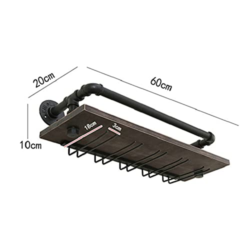 EYLINK Industrial Wall Mounted Wine Rack Cabinet Metal and Wood | Rustic Wine Storage Rack | Floating Wine Shelf Organizer Hanging Stemware Racks