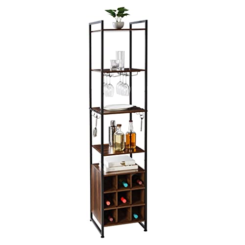 Honey-Can-Do Free-Standing Wine & Bar Storage Tower, Steel, Black, 150 lbs