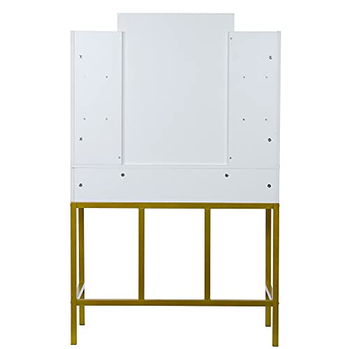 JJZXD Dresser With Stool Set With Frame 2 Drawers Steel Frame Makeup Table Bedroom Makeup Dresser