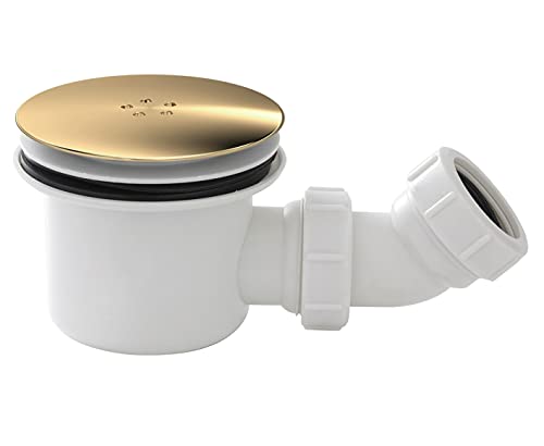 nuie STW005 Modern Bathroom Fast Flow Shower Waste Cover, 99 x 116 x 116mm, Brushed, White/Brass