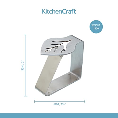 Kitchen Craft, Stainless Steel Tablecloth Weight Clips, Table Cover Clamps, Self-adjusting Safe Attach, Leaf Design, Stainless Steel, 6 x 5 cm, S