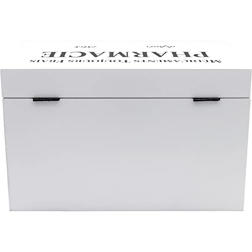 Maison Des Cadeaux White Wooden French Style Pharmacy First Aid Box Medicine Storage Organiser (US402)